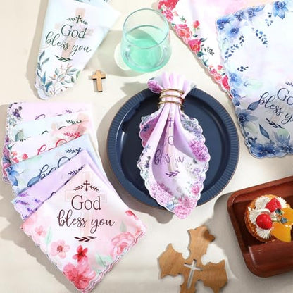 HunnmingRe Christian Handkerchief for Women Inspirational Gifts Bulk Inspirational Religious Bible Verse Handkerchief - style: God Bless You