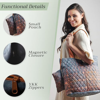 Maison d' Hermine Shopping Bags Cotton Quilted Tote Bag with Zipper Pockets - color: 022 - Imperfection