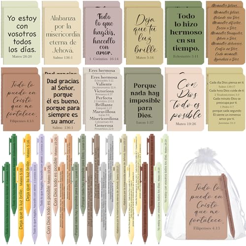 Fuyoooo 72 Pcs Spanish Christian Gift Notebook Set Regalos Cristianos En Español Para Women Men Bible Church Catholic Religious for Back to School Office Sunday School Bible Study Group(Bohemian) - style: Bohemian