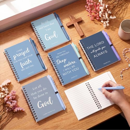 10 Set Christian Gifts Bulk for Teacher Blue Bible Notebooks - color: Blue