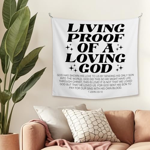 JMENGSSFL Christian Inspirational Tapestry, Bible Verse Tapestry Wall Hanging, Living Proof of a Loving God Religious Wall Decor Hanging Tapestries for Home Bedroom Living Room, 50x60 Inch - color: color15