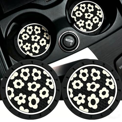 2Pcs 2.75 Inch Flower Car Cup Holder Coaster Insert Tough Auto Flower Car Accessories - color: Cup-flower