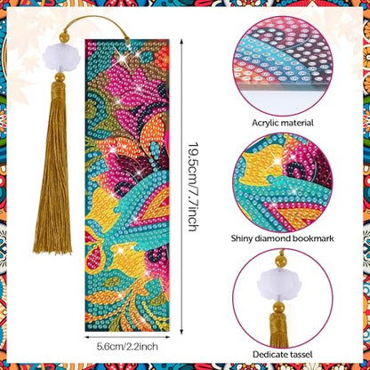 8 Pieces Christian Bible Verse Diamond Art Bookmarks 5d Christian Beaded Bookmark Acrylic Tassel Bookmark for DIY Making Beginners Adults Arts Craft Supplies (Boho-1) - color: Boho-1