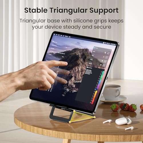 Itramax Tablet Stand for Desk,Foldable iPad Stand,Adjustable Desktop Holder - color: Black – for Tablet (Max 800g)