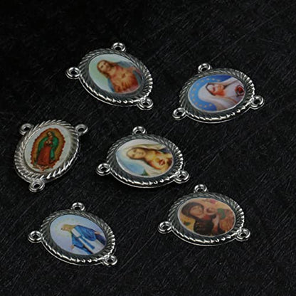 COTTVOTT St Benedict,Our Lady of Guadalupe Medal for DIY Jewelry Making,Virgin Mary Christ Jesus Rosary Center Connection Part - color: 20pcs-Enamel Medal C