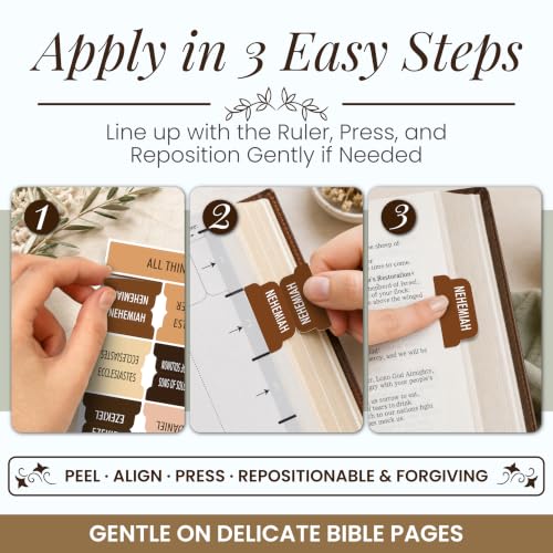 90 Christian Bible Tabs for Women, Men & Kids - Brown - color: Brown