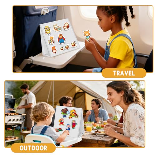 AKAYOK Foldable Felt Board for Toddlers, Double-Sided Flannel Board, White - color: 33" x 12"-Foldable & Expands-White