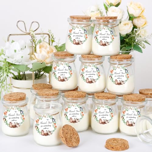 24Pcs Baby Shower Candle Jungle Party Favors Lavender Scented Glass Jars Wax Candle Bulk with Thank You Cards Organza Bags for Guests Boy Girl Birthday Gender Reveal Gift Souvenirs (Jungle, 24) - style: Jungle