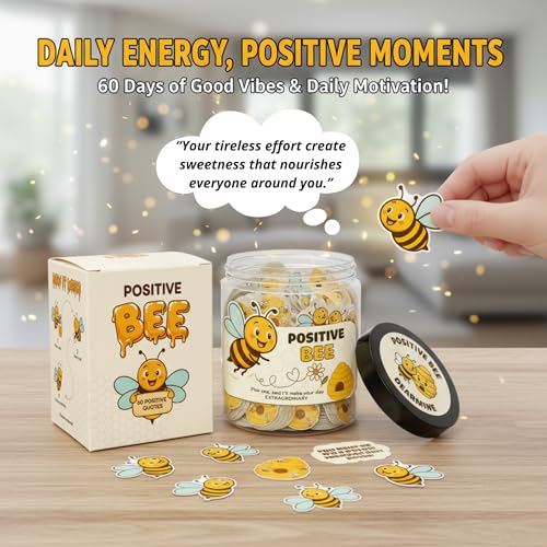 DEARMINE Positive Bee Cards Jar, Affirmation Cards for Women, Emotional Support Bee Themed Gift, Bumble Bee Gifts for Women Bee Lovers - color: Positive Bee