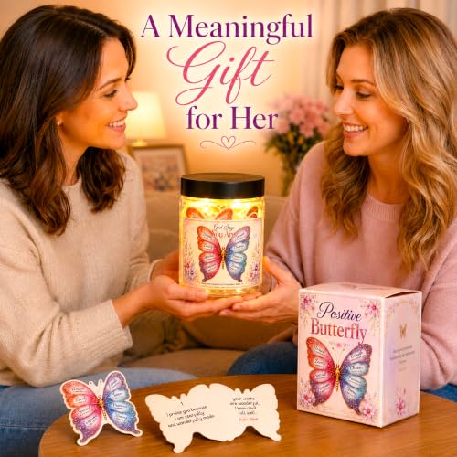Positive Butterfly Jar with 30 Bible Verse Cards, Gifts for Christian Women - color: Butterfly
