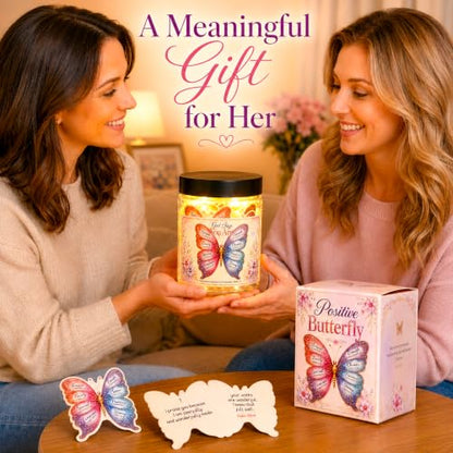 Positive Butterfly Jar with 30 Bible Verse Cards, Gifts for Christian Women - color: Butterfly