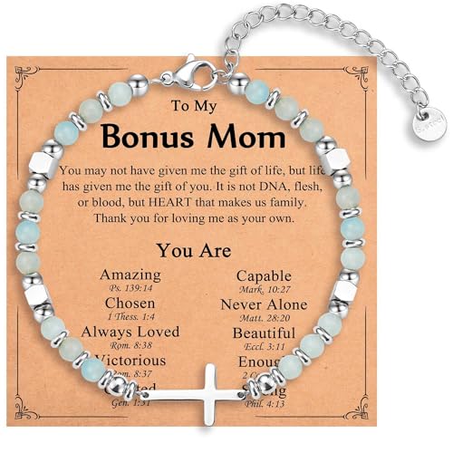 Religious Cross Bracelet for Women Girls, Christian Gifts - color: Bonus Mom