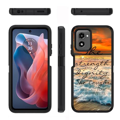Designed for Moto G Power 5G 2024 Case, Military Grade Heavy Duty 3-Layer Shockproof Full-Body Protective Cover for Motorola Moto G Power 5G 2024, Bible Verse Proverbs 31:25 - color: Bible Verse Proverbs 31:25