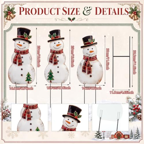 Amyhill 3 Pcs Christmas Outdoor Decor Snowman Metal Garden Stakes - style: Snowman