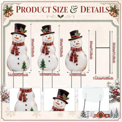 Amyhill 3 Pcs Christmas Outdoor Decor Snowman Metal Garden Stakes - style: Snowman