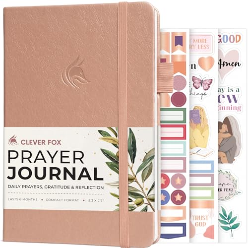 Clever Fox Prayer Journal with Prompts, Bible, Women, Teen, A5 Rose Gold - color: Rose Gold, size: A5 (5.8'' x 8.3'')