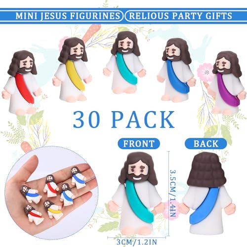 Barydat 120 Pcs Prefilled Jesus Easter Eggs with Little Religious Figurines Resin Toys Miniature Jesus Doll Gifts Eggs for Sunday School Easter Hunt Party Baptism Gift (Original) - style: Original