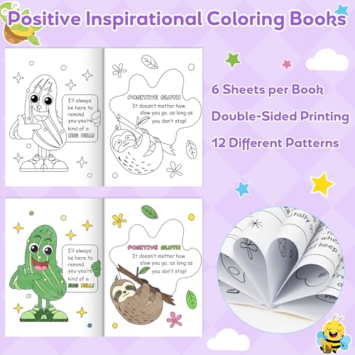 Dvbonike 24Pcs Positive Coloring Books Animal Inspirational Puns DIY Pages - color: D-positive (Puns)