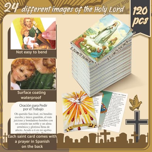 Motiskyy 120 Pcs Spanish Catholic Holy Cards Bulk Gifts - style: Spanish Classic Style