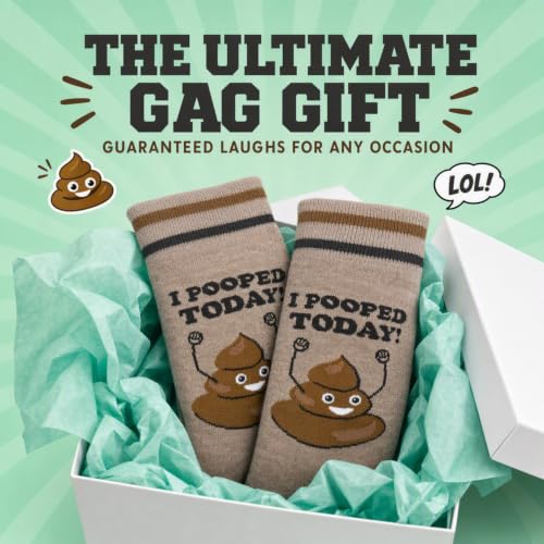 FUNATIC Socks with Funny and Profane Sayings, Sarcastic Gift for Men Women - color: I Pooped Today!