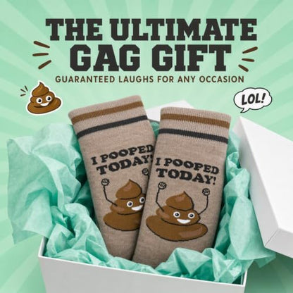 FUNATIC Socks with Funny and Profane Sayings, Sarcastic Gift for Men Women - color: I Pooped Today!