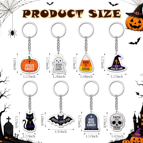 Kigeli 48 Pcs Halloween Christian Keychains Jesus Cross Party Favors - style: Halloween