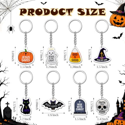 Kigeli 48 Pcs Halloween Christian Keychains Jesus Cross Party Favors - style: Halloween