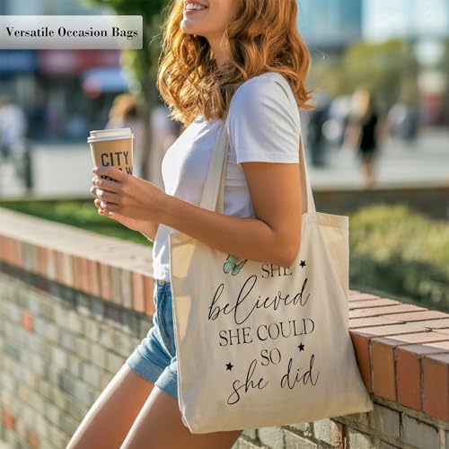 Christian Tote Bag for Women, Church Bible Canvas Bag with Inner Pocket for Churchgoers - color: Brown