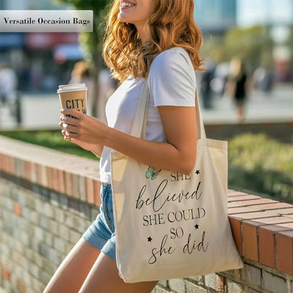 Christian Tote Bag for Women, Church Bible Canvas Bag with Inner Pocket for Churchgoers - color: Brown