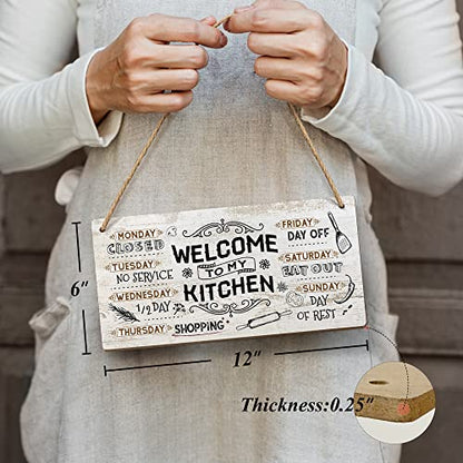 Heuhuww Welcome to My Kitchen Wood Sign 6x12 Inch Funny Kitchen Quote Wall Art for Home Bar,Gifts for Women Mom - color: Apricot 2