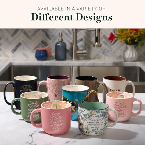 Christian Art Gifts Large Microwave & Dishwasher Safe Ceramic Coffee Mug - color: Mercies are New/Blue Floral, size: 14 Ounces