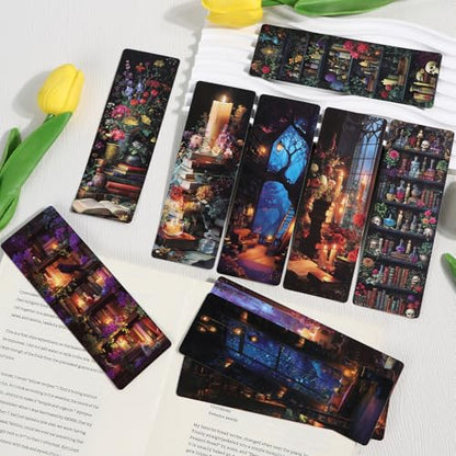 Wxiben 100 Pcs Dark Academia Bookmarks Floral Library Book Page Marks Gifts - color: Dark Academia