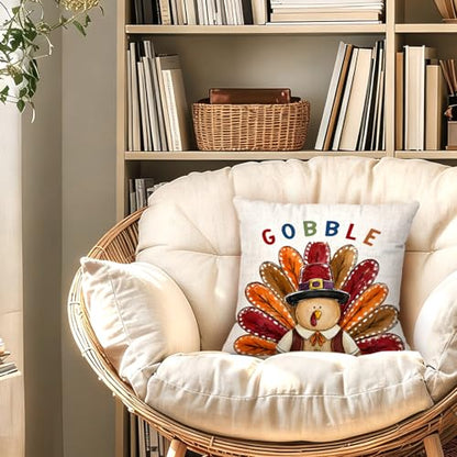Funny Fall Thanksgiving Turkey Throw Pillow Covers 18x18 - color: Turkey