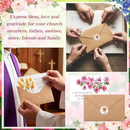 100 Sets Bible Verse Cards, with Envelopes Stickers, Floral - style: Floral