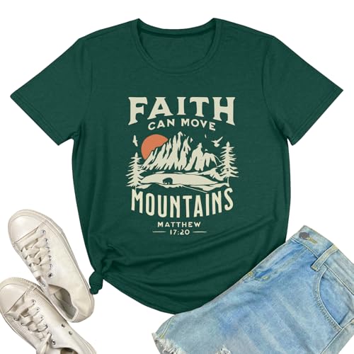 BLACKOO Women Graphic T-Shirts Cute Tees Summer Causal Tops - color: Heather Forest, size: Small