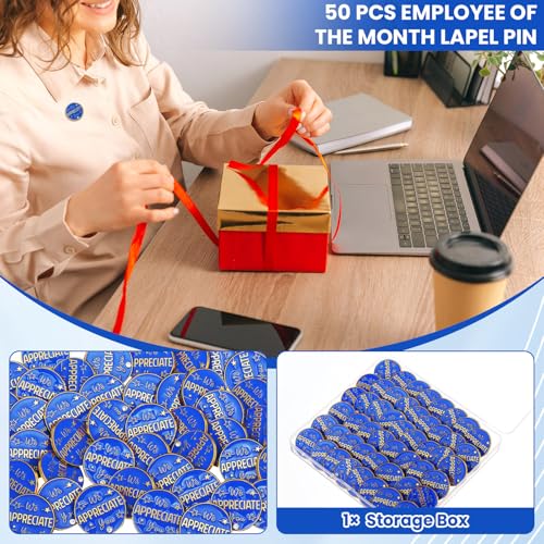 Ceenna 50 Pcs Employee of the Month Star Lapel Pins, We Appreciate You - style: We Appreciate You