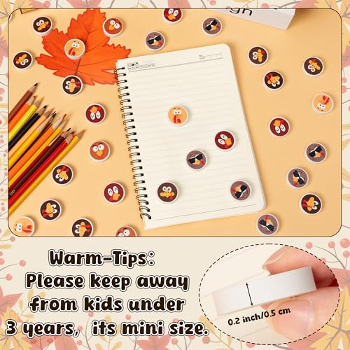 Thanksgiving Turkey Mini Erasers Bulk - 60 Pcs Fall Pencil Erasers - style: Thanksgiving Turkey