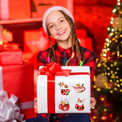 Haooryx Christmas DIY Sticker Roll, 300 Pcs Make Your Own Hot Cocoa Cup - style: Hot Cocoa 1Roll