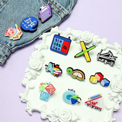 Cute Pins Bulk, Funny Lapel Badge Pins Rubber Brooch Pins for Backpacks, Hats, Bags - style: Math-24PCS