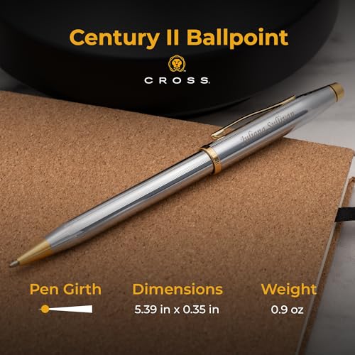 Cross Century II Personalized Medalist Ballpoint Pen, Chrome with Gold Trim - color: Medalist