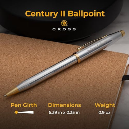 Cross Century II Personalized Medalist Ballpoint Pen, Chrome with Gold Trim - color: Medalist