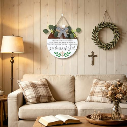 HOURIA Goodness of God Christian Welcome Door Wreath Sign (11.4"x11.4") - color: Goodness of God Sign