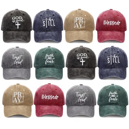6/12 Pack Christian Hats Bulk for Men Women - style: Cross 3
