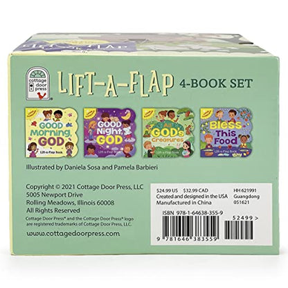 Little Sunbeams Religious Lift-A-Flap 4-Book Set for Babies and Toddlers, Ages 1-5