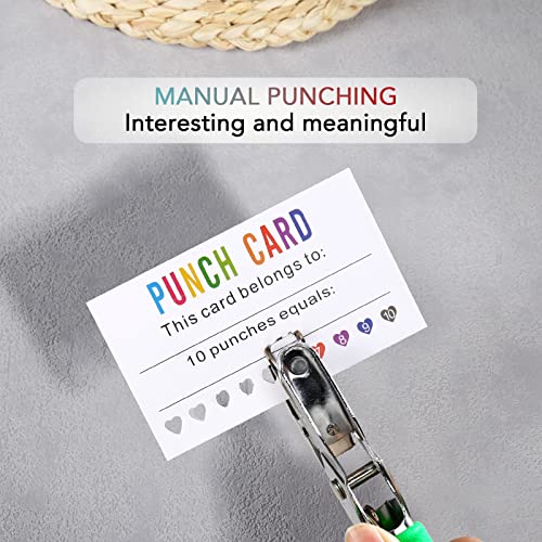 Punch Cards 200 Pack Reward Punch Cards with Heart Shape Hold Puncher - size: 3.5 IN Heart