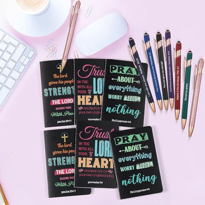 Funrous 32 Pcs Mini Notebooks with Pens Adults Party Favors, Prayer - style: Prayer
