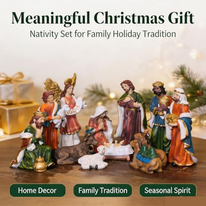 Nativity Set Christmas 12 Pcs Nativity Scene Catholic Manger Set Figurine - color: Multicolor, size: 6 inches
