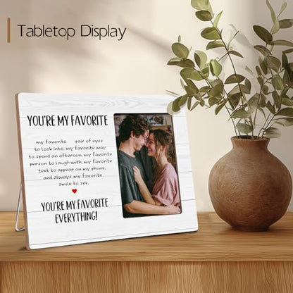 Anniversary Couple Gifts for Girlfriend Boyfriend, You Are My Favorite, Romantic Couples Wooden Picture Frame Gifts, Fits 4x6 Photo Frame