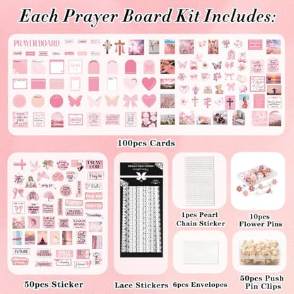Prayer Board Supplies Kit - 257 Pcs Pink Coquette Christian Decor - style: Pink Coquette