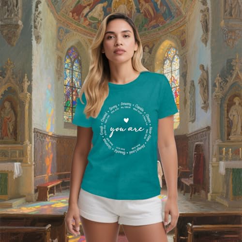 Christian Shirts for Women Jesus Faith Shirt You are Inspiration Tee - color: Cyan, size: Medium